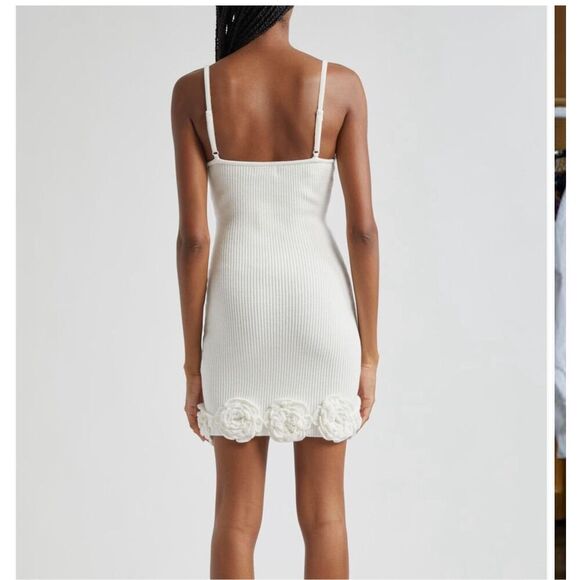 ELEXIAY Tami Rib Empire Waist Minidress handmade crochet In White size M NWT - Picture 4 of 12